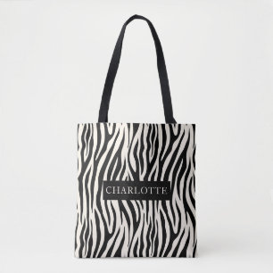 Personalised Modern Zebra Safari Animal Pattern Tote Bag
