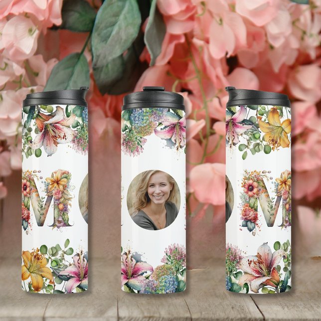 Personalised MOM flowers Mothers Day Photo  Thermal Tumbler (Personalised MOM flowers Mothers Day Photo Thermal Tumbler)