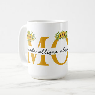 Personalised MOM Sunflower with children's names Coffee Mug