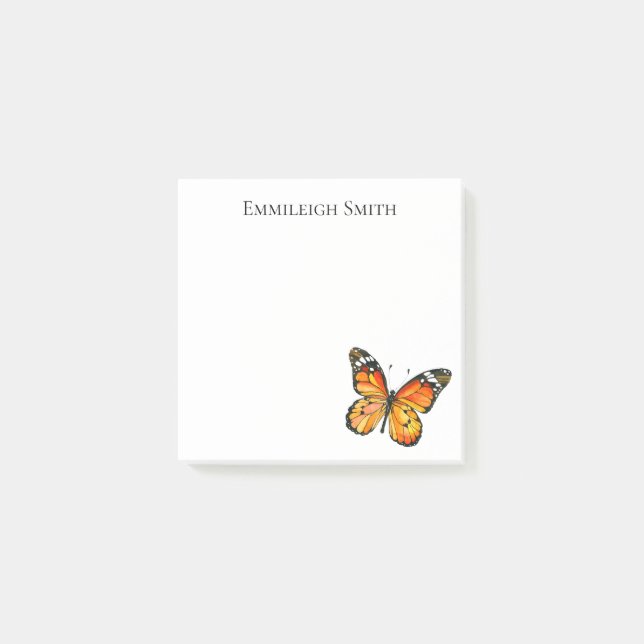 Personalised Monarch Butterfly Post it Notes (Front)
