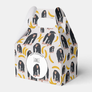 Personalised Monkey Chimpanzee & Banana Birthday Favour Box