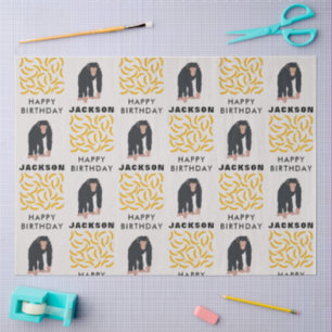 Personalised Monkey Chimpanzee & Banana Birthday Tissue Paper