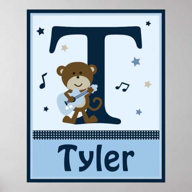 Personalised Monkey Rocker/Rockstar Name Poster (Front)