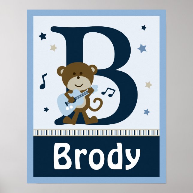 Personalised Monkey Rocker/Rockstar Name Poster (Front)