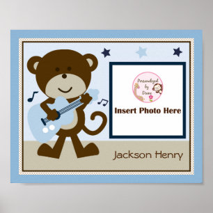 Personalised Monkey Rocker Star Photo Art Poster