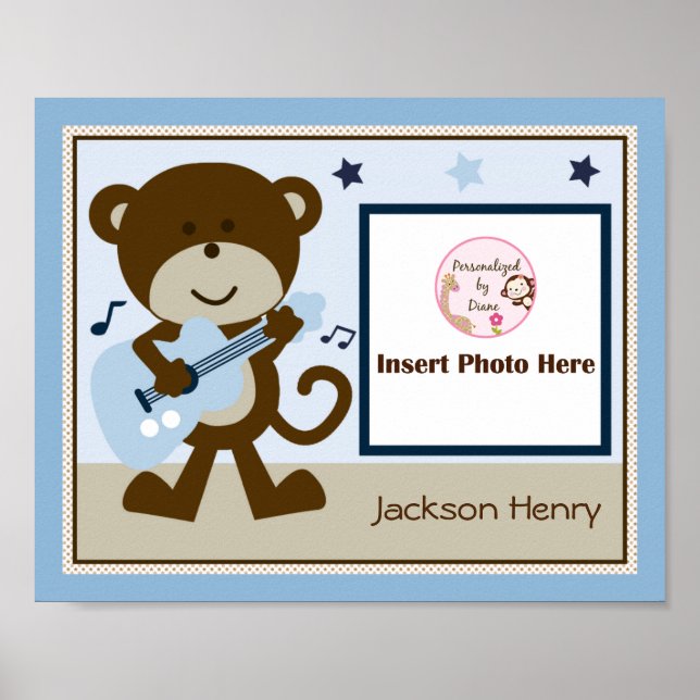 Personalised Monkey Rocker Star Photo Art Poster (Front)