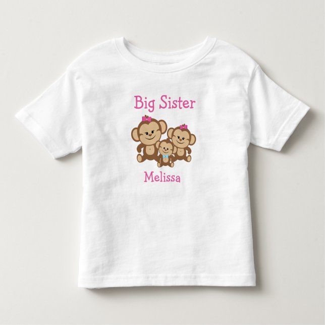 Personalised Monkeys Big Sister Toddler T-Shirt (Front)