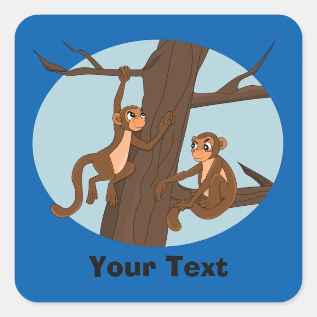 Personalised Monkeys climbing the tree Square Stic Sticker (Front)
