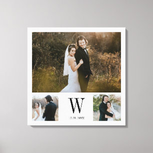 Personalised Monogram 3 Photo Collage Canvas Print