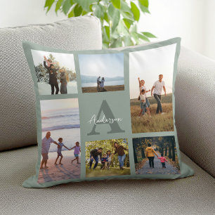 Personalised Monogram 6 Photo Collage Cushion