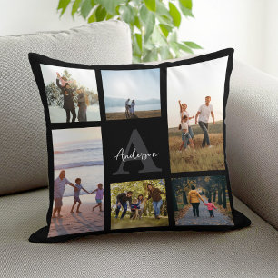 Personalised Monogram 6 Photo Collage Cushion