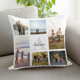Personalised Monogram 6 Photo Collage Cushion