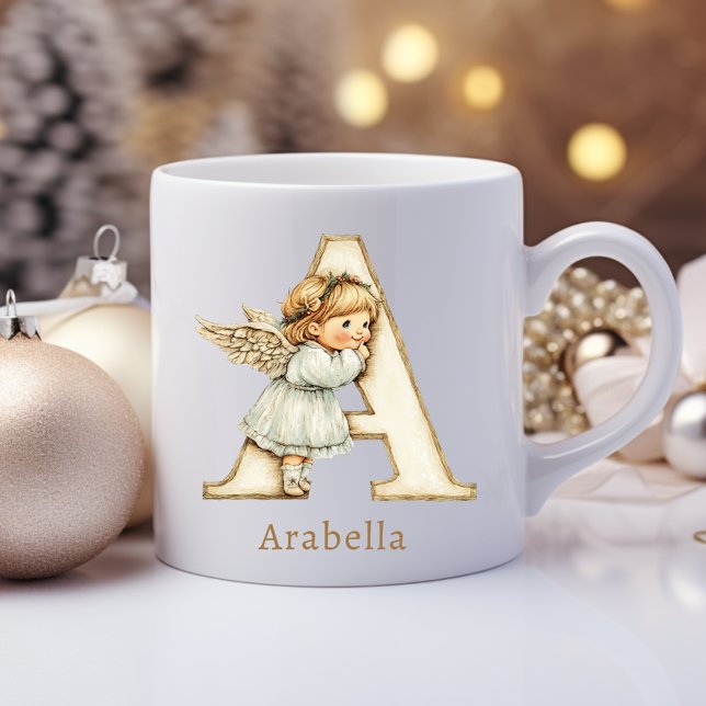 Personalised Monogram A Initial Christmas Angel Coffee Mug (Personalized Monogram A Initial Christmas Angel Coffee Mug
)