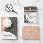 Personalised Monogram Abstract Floral Wedding Wrap Wrapping Paper Sheet<br><div class="desc">Personalised abstract floral engagement,  wedding or bridal shower wrapping paper with golden khaki flowers. Add your own text with easy to use Zazzle editing tool!  Modern design in neutral colours. PLEASE NOTE: The gold details are imitation. No actual foil used. Visit the shop to see all the collection.</div>