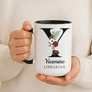 Personalised Monogram Alphabet Mug for Librarian