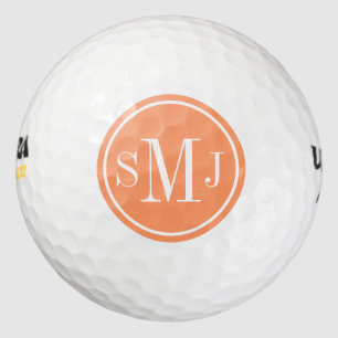 Personalised Monogram and Atomic Orange Frame Golf Balls