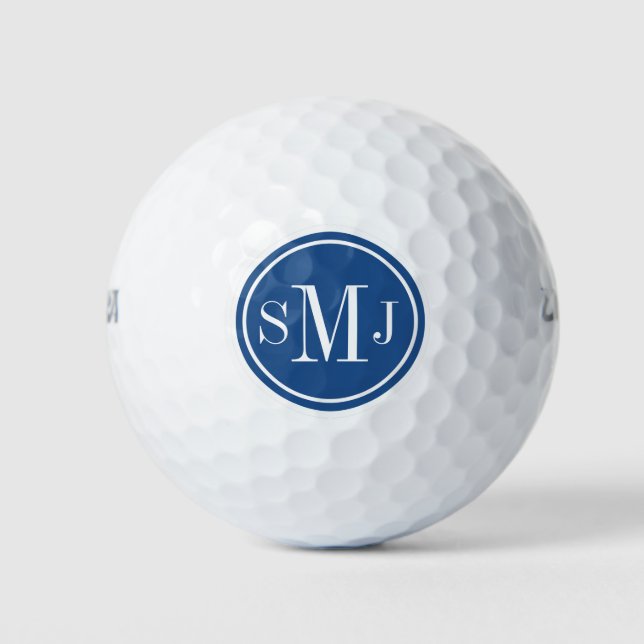 Personalised Monogram and Classic Blue Frame Golf Balls (Front)