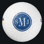 Personalised Monogram and Classic Blue Frame Golf Balls<br><div class="desc">Preppy monogram. Circle Frame. Elegant Classic Blue. Design by José Ricardo</div>