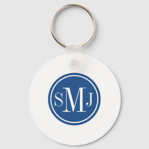 Personalised Monogram and Classic Blue Key Ring