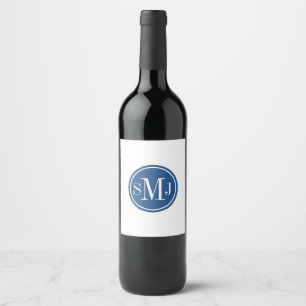Personalised Monogram and Classic Blue Wine Label