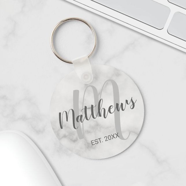 Personalised Monogram and Family Name Marble Key Ring (Creator Uploaded)