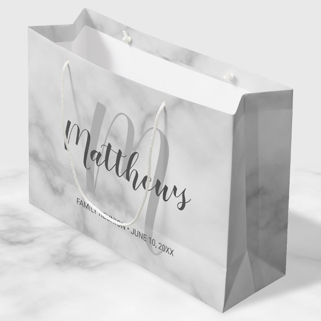 Personalised Monogram and Family Name Marble Large Gift Bag (Creator Uploaded)