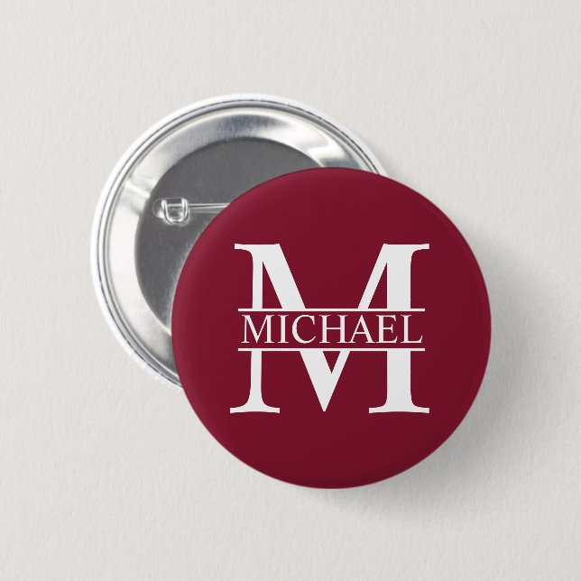 Personalised Monogram and Name 6 Cm Round Badge (Front & Back)