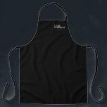 Personalised Monogram and Name Black Apron<br><div class="desc">Personalised Monogram and Name Gift
features personalised name in white script font style and monogram in grey serif font style as background,  on black background.</div>