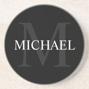 Personalised Monogram and Name Black Coaster