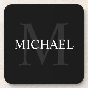 Personalised Monogram and Name Black Coaster