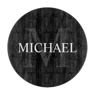Personalised Monogram and Name Black Cutting Board