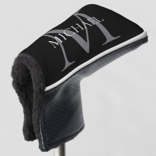 Personalised Monogram and Name Black Golf Head Cover