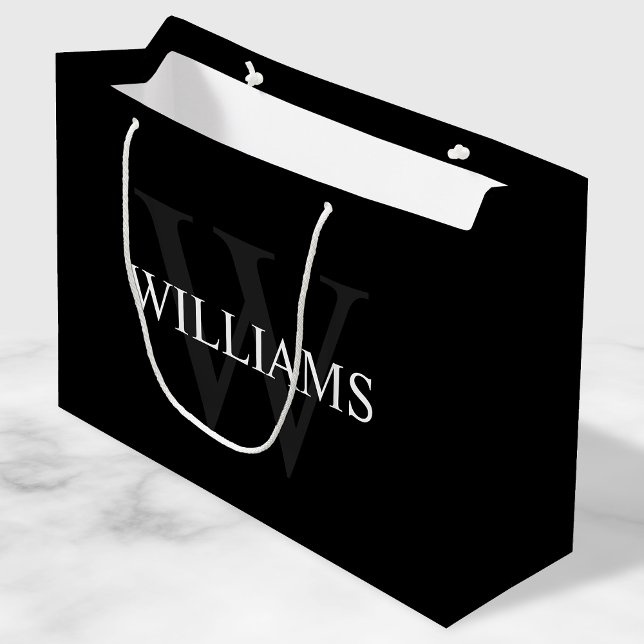 Personalised Monogram and Name Black Large Gift Bag (Creator Uploaded)
