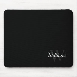 Personalised Monogram and Name Black Mouse Pad