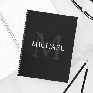 Personalised Monogram and Name Black Notebook