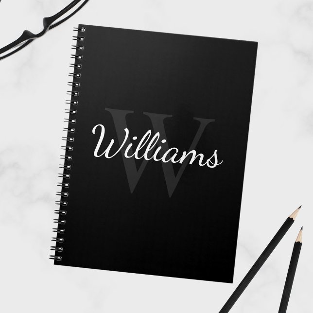 Personalised Monogram and Name Black Notebook (Creator Uploaded)