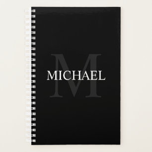Personalised Monogram and Name Black Planner