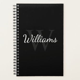 Personalised Monogram and Name Black Planner