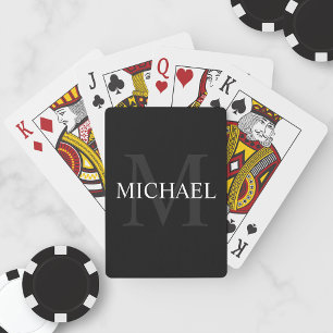 Personalised Monogram and Name Black Playing Cards
