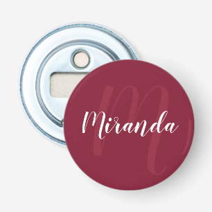 Personalised Monogram and Name Burgundy Red Bottle Opener