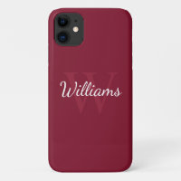 Personalised Monogram and Name Burgundy Red