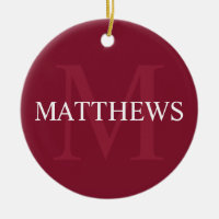 Personalised Monogram and Name Burgundy Red