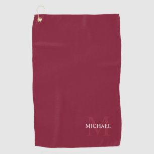 Personalised Monogram and Name Burgundy Red Golf Towel