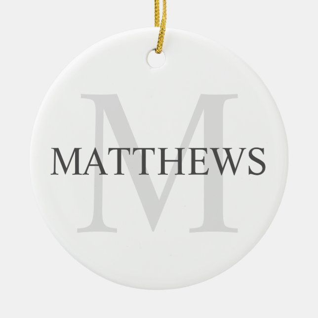 Personalised Monogram and Name Ceramic Ornament (Front)