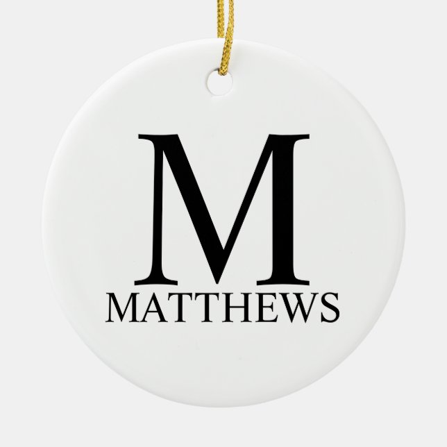 Personalised Monogram and Name Ceramic Ornament (Front)