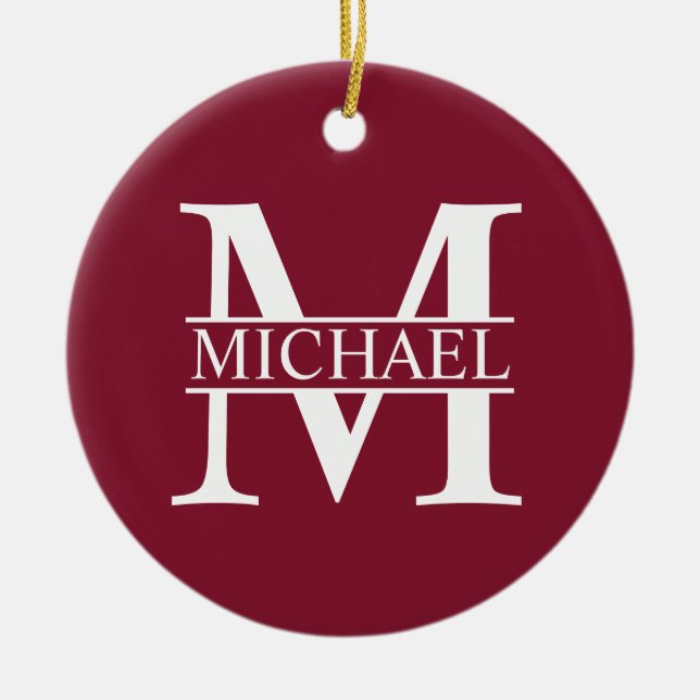 Personalised Monogram and Name Ceramic Ornament (Front)