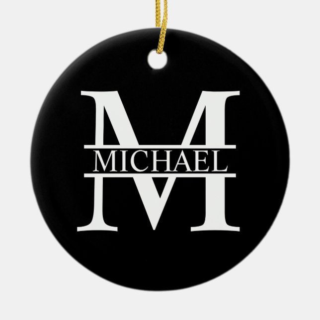 Personalised Monogram and Name Ceramic Tree Decoration (Front)