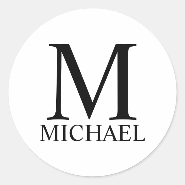 Personalised Monogram and Name Classic Round Stick Sticker (Front)