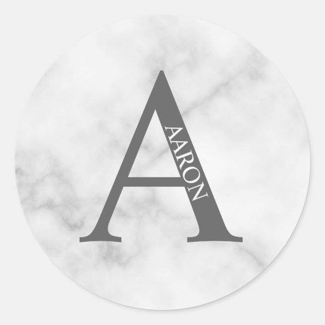 Personalised Monogram and Name Classic Round Stick Sticker (Front)