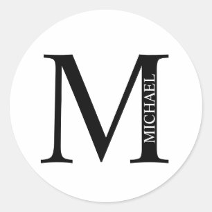 Personalised Monogram and Name Classic Round Stick Sticker